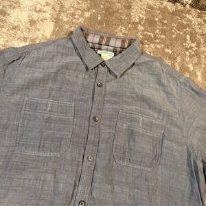 Carbon 2 Cobalt Shirt Mens Large Gray Button Up Pocket Cotton Heathered Casual